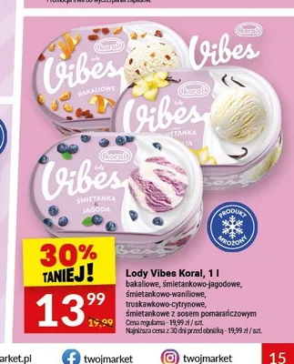 Lody Vibes truskawkowo-cytrynowe Koral promocja w Twój Market