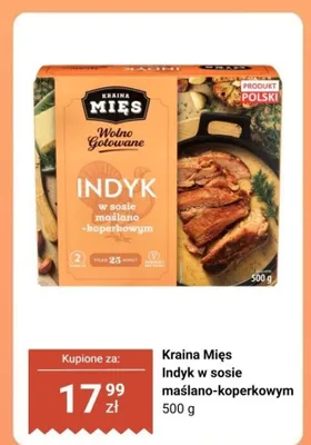 Indyk w sosie maślano-koperkowym Kraina Mięs Wolno Gotowane promocja w Biedronka