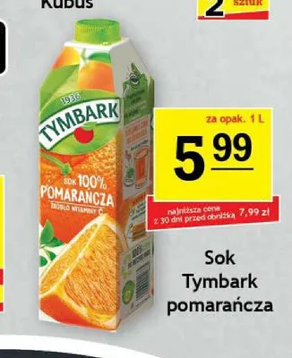Sok Tymbark 100% pomarańcza promocja w Gram Market