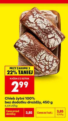 Chleb żytni 100% bez dodatku drożdży promocja w Biedronka