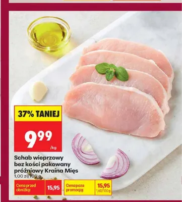 Schab wieprzowy bez kości pakowany próżniowo Kraina Mięs promocja w Biedronka