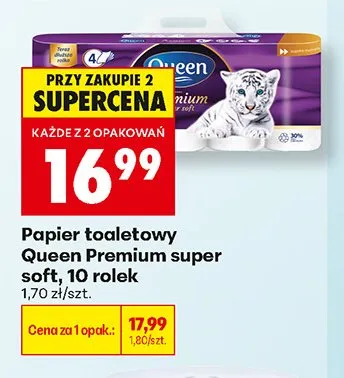 Papier toaletowy Queen Premium super soft promocja w Biedronka