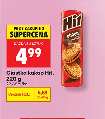 Ciastka kakao Hit promocja w Biedronka