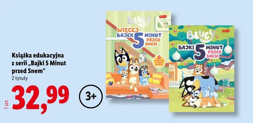 Książka edukacyjna z serii Bajki 5 Minut przed Snem Więcej bajek Bluey promocja w Lidl