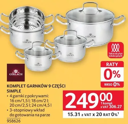 Komplet garnków 9 części Simple Gerlach promocja w Selgros