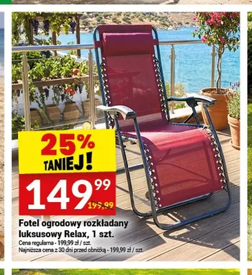Fotel ogrodowy rozkładany luksusowy Relax promocja w Twój Market