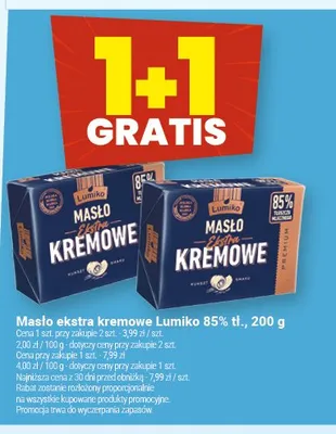 Masło ekstra kremowe Lumiko 85% tł. 200g promocja w Twój Market