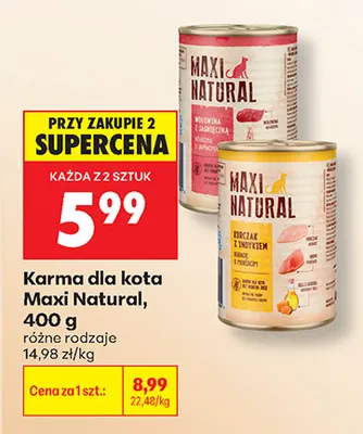 Karma dla kota wołowina z jagnięciną Maxi Natural promocja w Biedronka