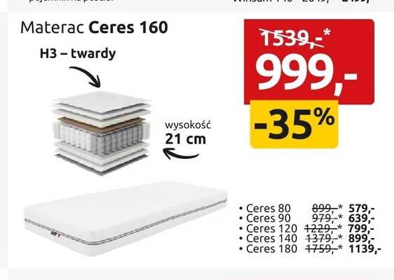 Materac Ceres 160 promocja w Black Red White