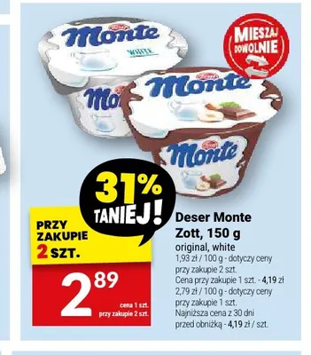 Deser Monte Zott white promocja w Twój Market
