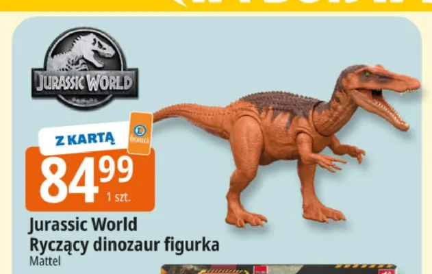 Jurassic World ryczący dinozaur figurka Mattel promocja w Leclerc