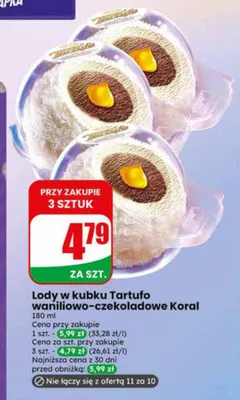 Lody w kubku Tartufo waniliowo-czekoladowe Koral promocja w Dino