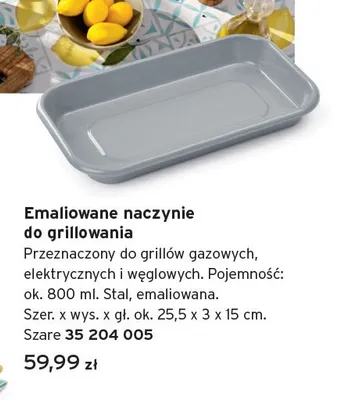 Emaliowane naczynie do grillowania stalowe szare 800ml 25,5x3x15cm promocja w Tchibo