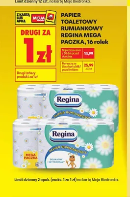 Papier toaletowy rumiankowy Regina Mega Paczka promocja w Biedronka