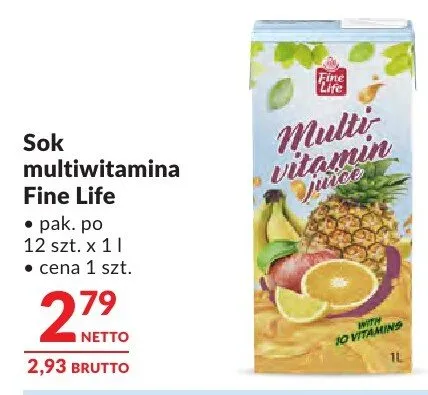 Sok multiwitamina Fine Life promocja w Makro