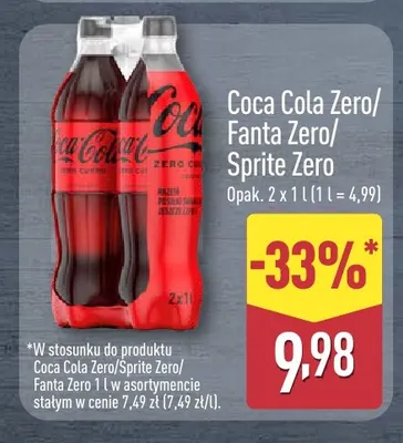 Napój gazowany Coca-Cola Zero 2-pak 1 l promocja w Aldi