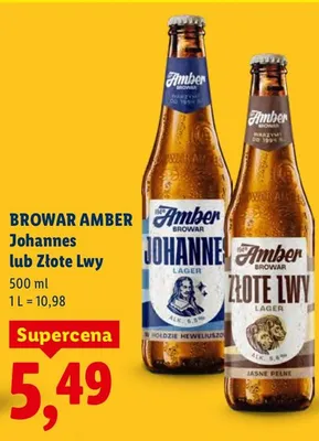 Piwo Amber Johannes lub Złote Lwy promocja w Lidl