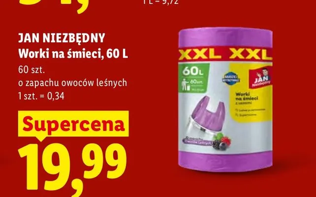 Worki na śmieci Jan Niezbędny 60 l promocja w Lidl
