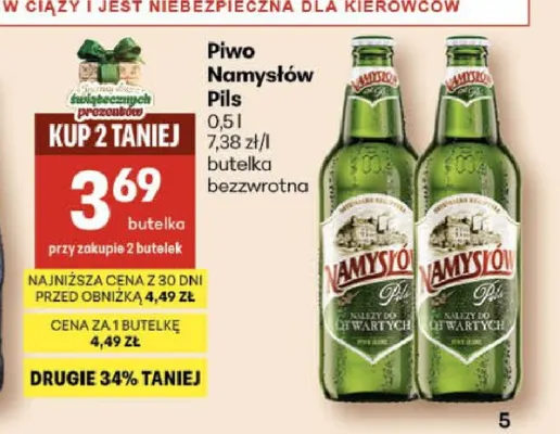 Piwo Namysłów Pils promocja w Delikatesy Centrum