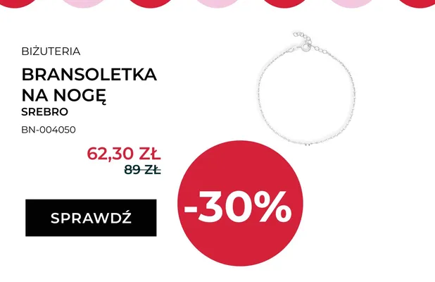 Bransoletka na nogę srebro Briju promocja w Briju