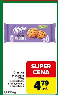 Ciastka Pieguski z czekoladą, z rodzynkami, z orzechami promocja w Carrefour Express
