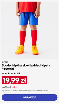 Spodenki piłkarskie dla dzieci Kipsta Essential promocja w Decathlon