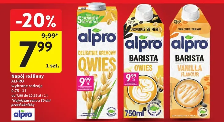 Napój roślinny owies promocja w Intermarche