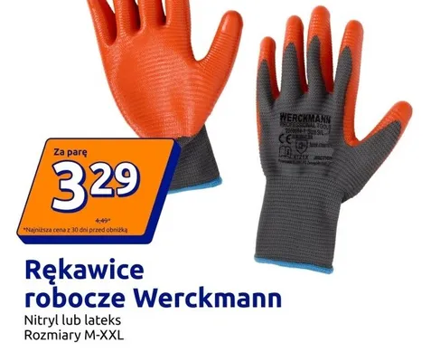 Rękawice robocze nitrylowe Werckmann promocja w Action