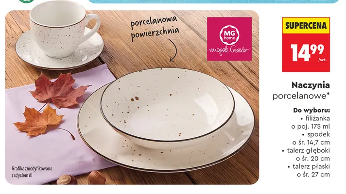 Filiżanka porcelanowa 175 ml Mg Home promocja w Biedronka