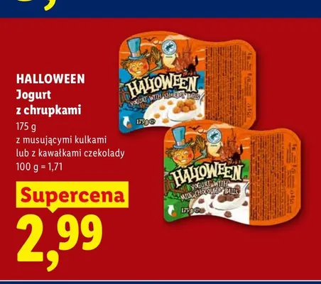 Jogurt z chrupkami z musującymi kulkami Halloween promocja w Lidl