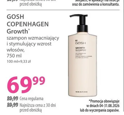 Szampon do włosów Gosh Copenhagen Growth wzmacniający i stymulujący wzrost promocja w Hebe