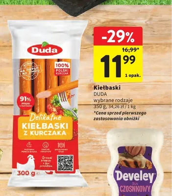 Kiełbaski z kurczaka Duda Delikatne promocja w Intermarche