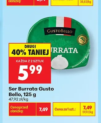 Ser Burrata Gusto Bello promocja w Biedronka