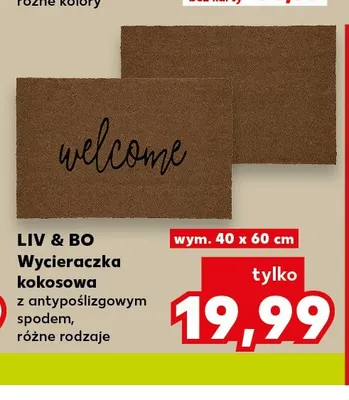 Wycieraczka kokosowa z antypoślizgowym spodem Liv & Bo 40x60 cm promocja w Kaufland
