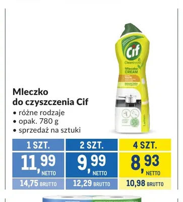 Mleczko do czyszczenia Cif promocja w Makro