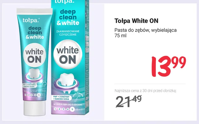 Pasta do zębów wybielająca Tołpa White ON promocja w Rossmann