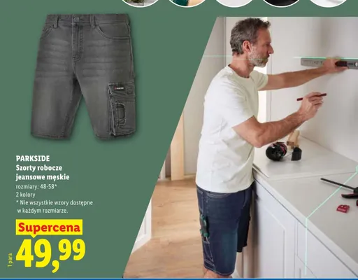 Szorty robocze jeansowe męskie Parkside promocja w Lidl