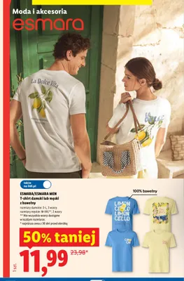 T-shirt męski z bawełny Esmara Men promocja w Lidl