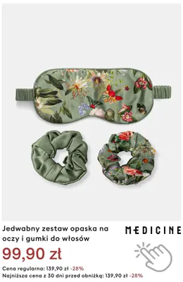 Jedwabny zestaw opaska na oczy i gumki do włosów Medicine promocja w Medicine