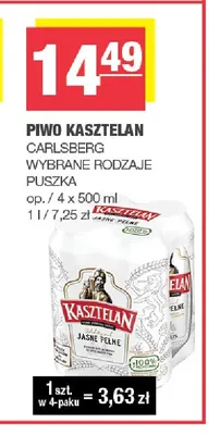 Piwo Kasztelan 4-pak 500 ml promocja w SPAR