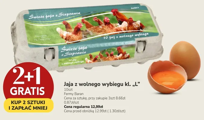 Jajka kurze z wolnego wybiegu Fermy Baran promocja w Market Point