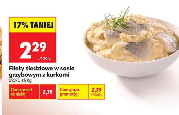 Filety śledziowe w sosie grzybowym z kurkami promocja w Biedronka