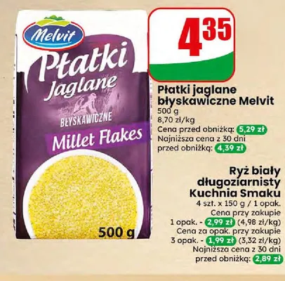 Płatki jaglane błyskawiczne Melvit promocja w Dino