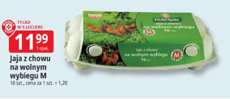 Jaja z chowu na wolnym wybiegu M promocja w Leclerc