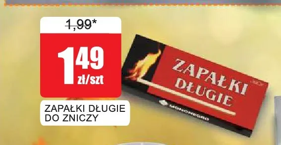 Zapałki długie do zniczy Mononegro promocja w Bingo