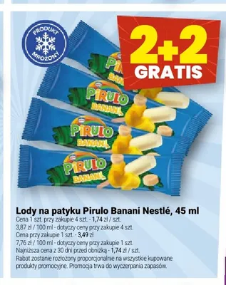 Lody na patyku Pirulo Banani Nestlé promocja w Twój Market