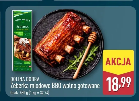 Żeberka miodowe BBQ wolno gotowane Dolina Dobra promocja w Aldi