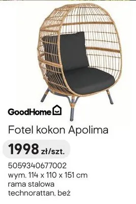 Fotel kokon Apolima promocja w Castorama