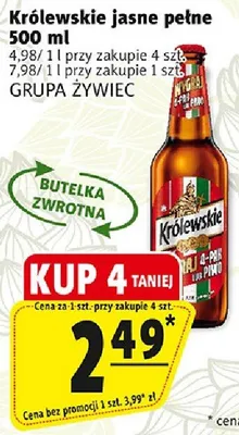 Królewskie jasne pełne piwo 500ml przy zakupie 4 szt. promocja w Prim Market