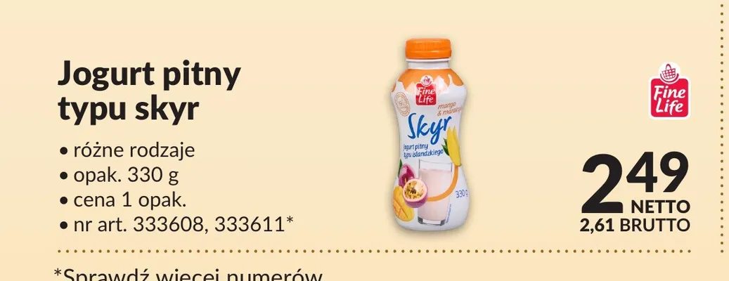 Jogurt pitny typu skyr Fine Life promocja w Makro